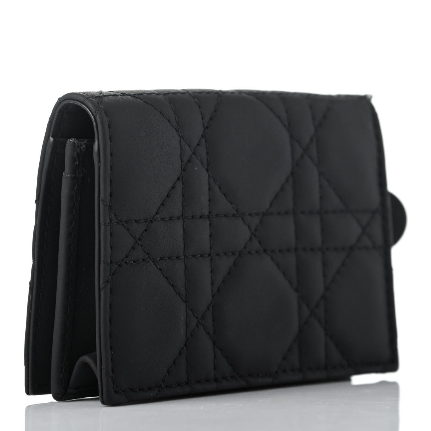 Ultra Matte Calfskin Small Lady Dior Flap Card Holder Black