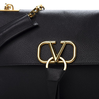 Valentino Garavani Pebbled Calfskin Large VRing Chain Shoulder Bag Black 11 of 11