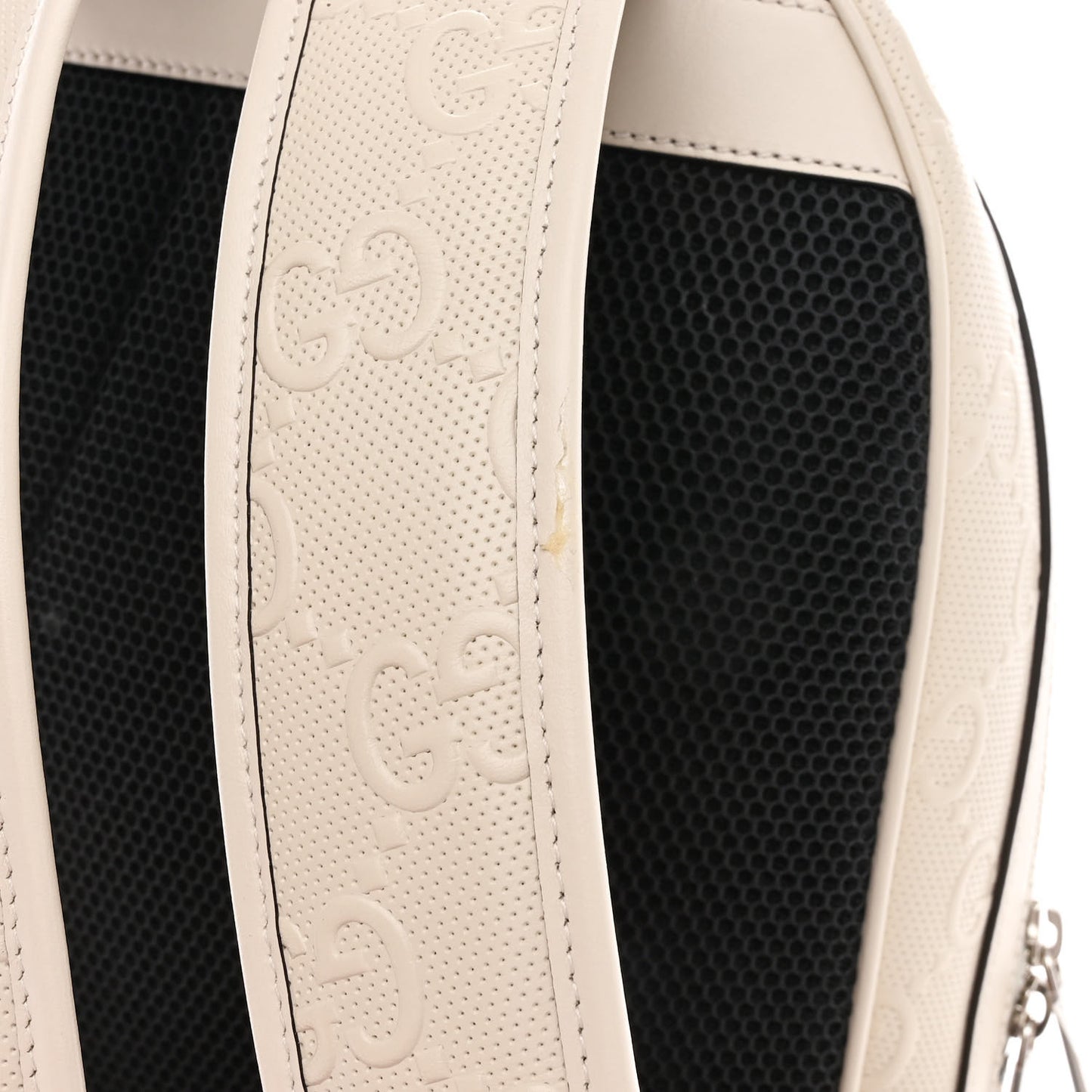 Calfskin GG Tennis Embossed Backpack Mystic White Black