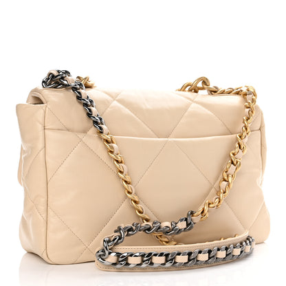 Chanel Goatskin Quilted Large Chanel 19 Flap Beige 3 of 10