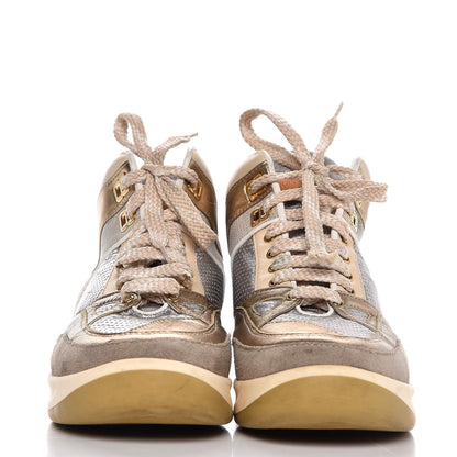 Louis Vuitton Metallic Calfskin Perforated High Top Sneakers 36.5 Gold Silver 2 of 12