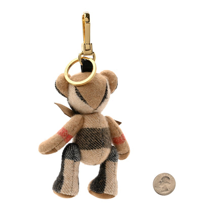 Burberry Cashmere Vintage Check Thomas Bear Bag Charm Camel 2 of 4
