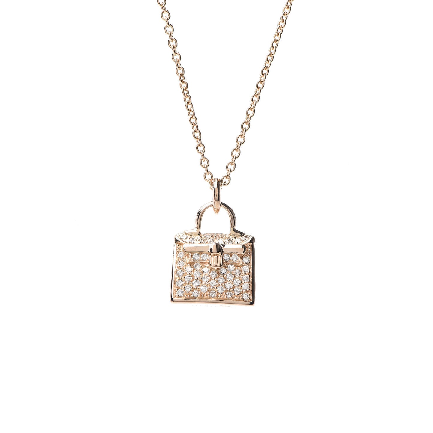 18K Rose Gold Diamond Kelly Amulette Pendant Necklace