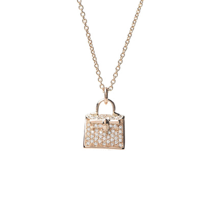 Hermes 18K Rose Gold Diamond Kelly Amulette Pendant Necklace 3 of 6