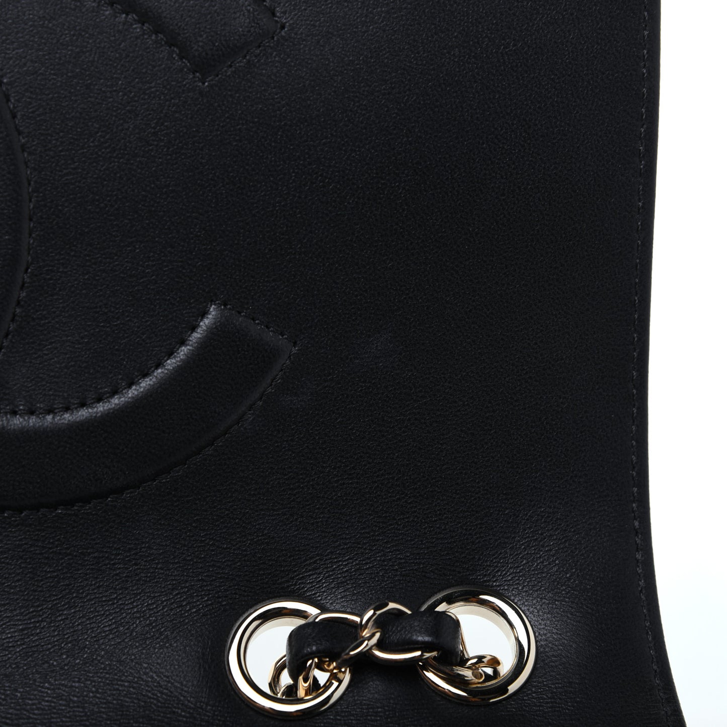 Lambskin Chevron Quilted Flap Black