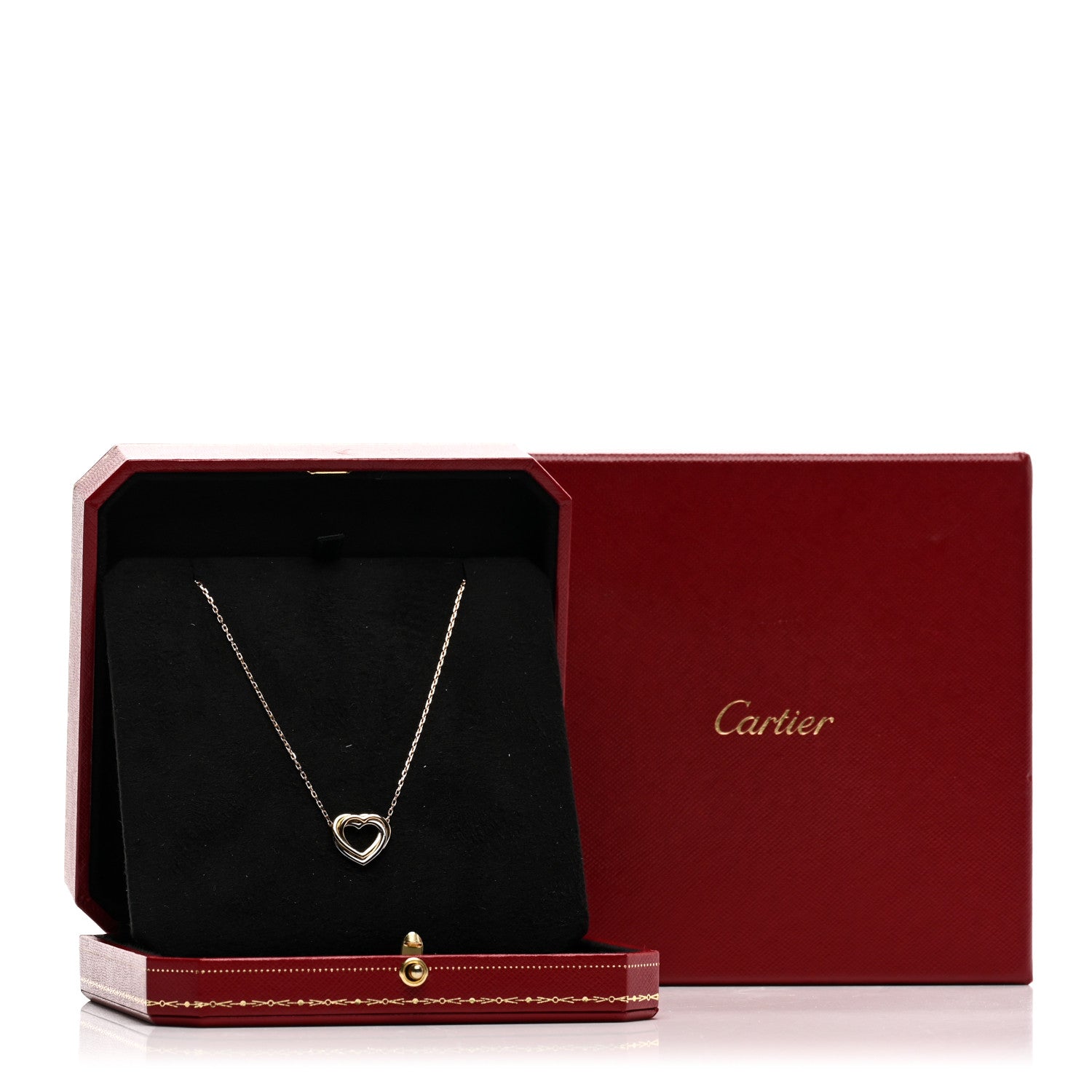 Cartier 18K Pink Yellow White Gold Trinity Heart Necklace 5 of 5