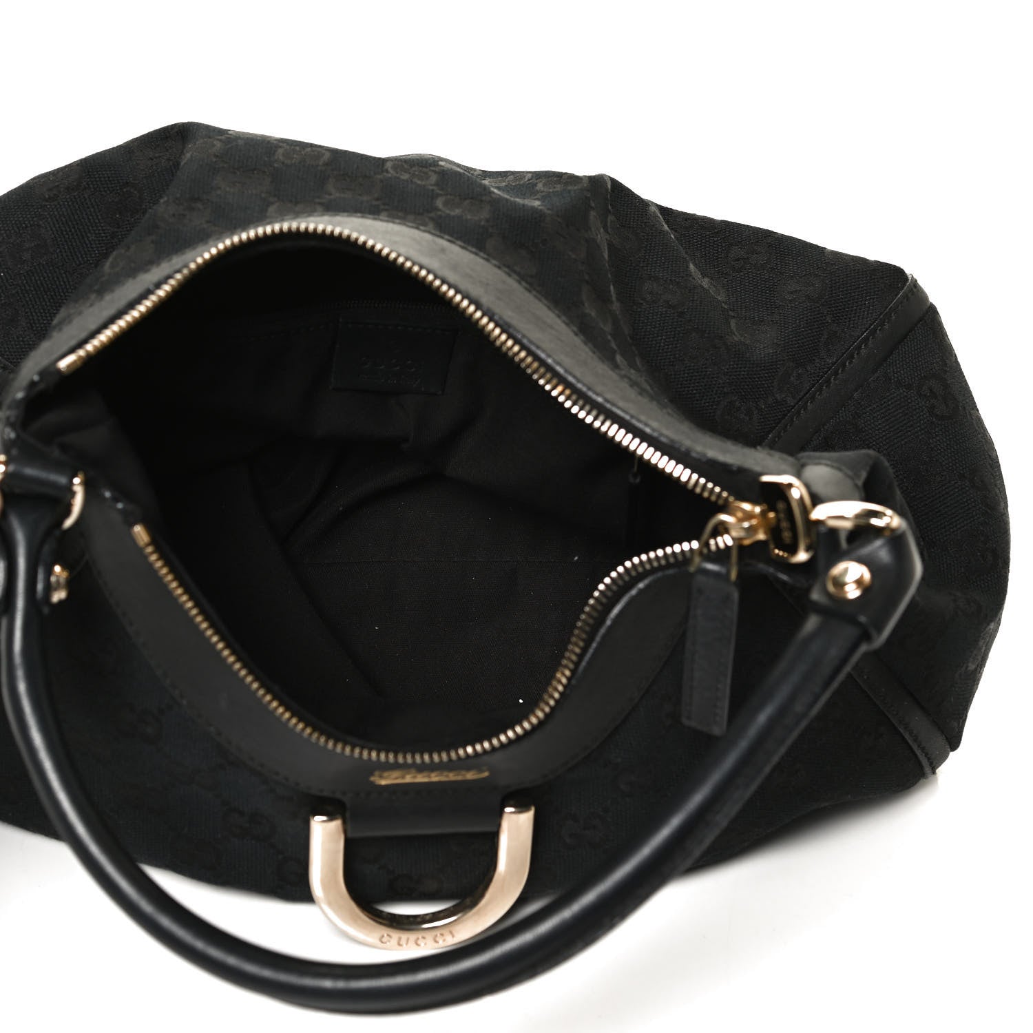 Gucci Monogram Medium D Gold Ring Hobo Black 5 of 15