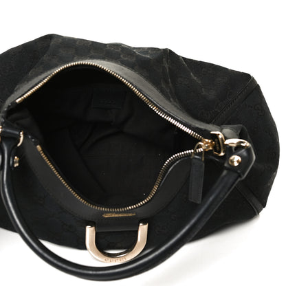 Gucci Monogram Medium D Gold Ring Hobo Black 5 of 15