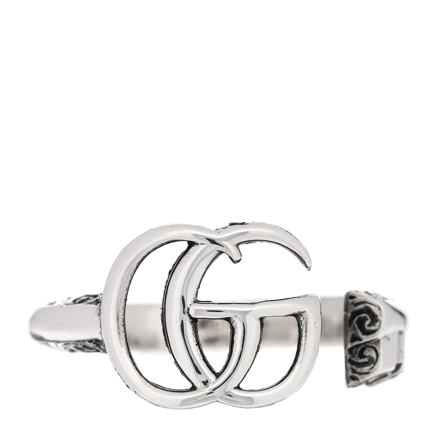 Gucci Sterling Silver GG Marmont Key Motif Ring 55 7.25 1 of 4