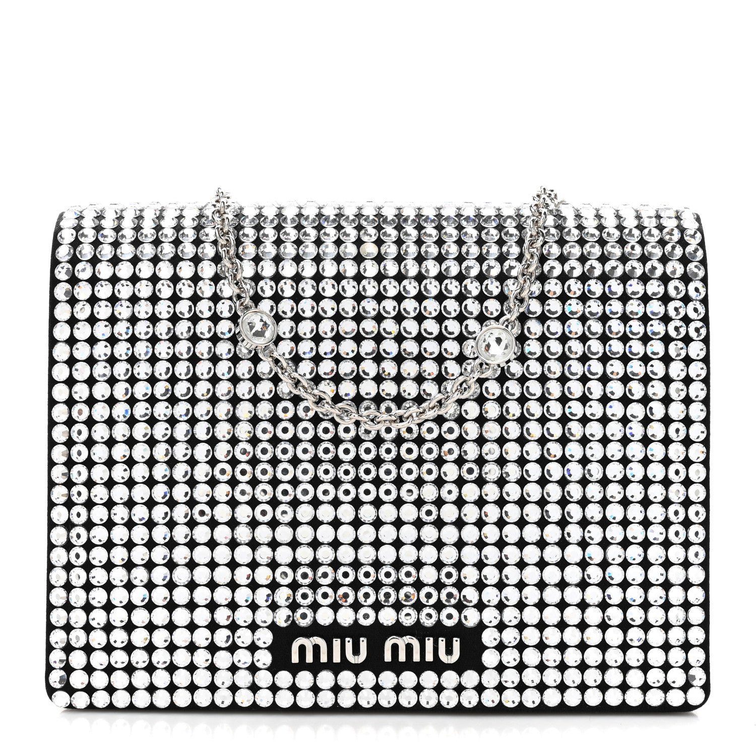 Miu Miu Nappa Crystal Starlight Mini Clutch Bag Black 1 of 9