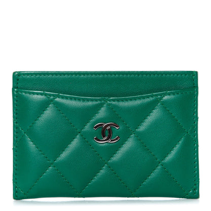 Chanel Lambskin Quilted Card Holder Green 1 of 9