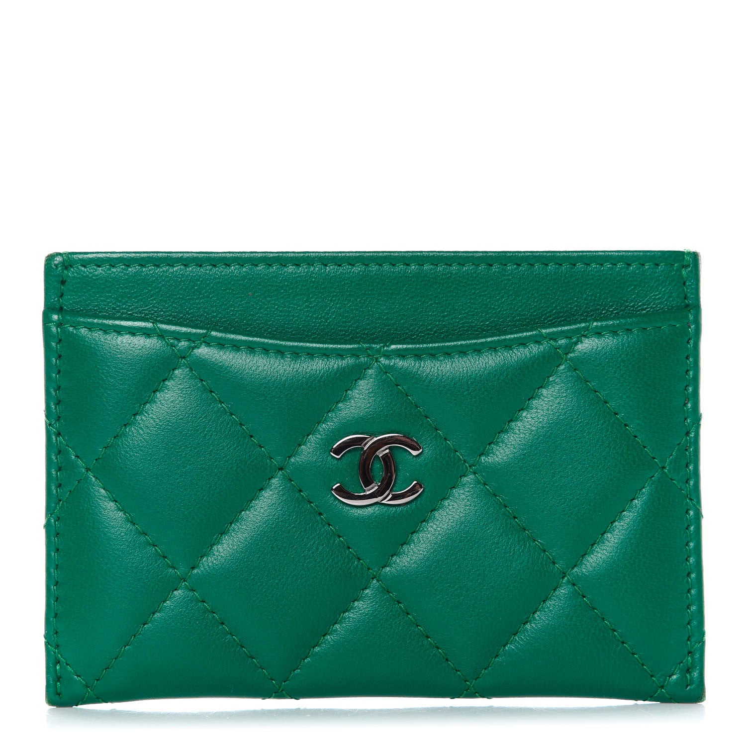 Chanel Lambskin Quilted Card Holder Green 1 of 11