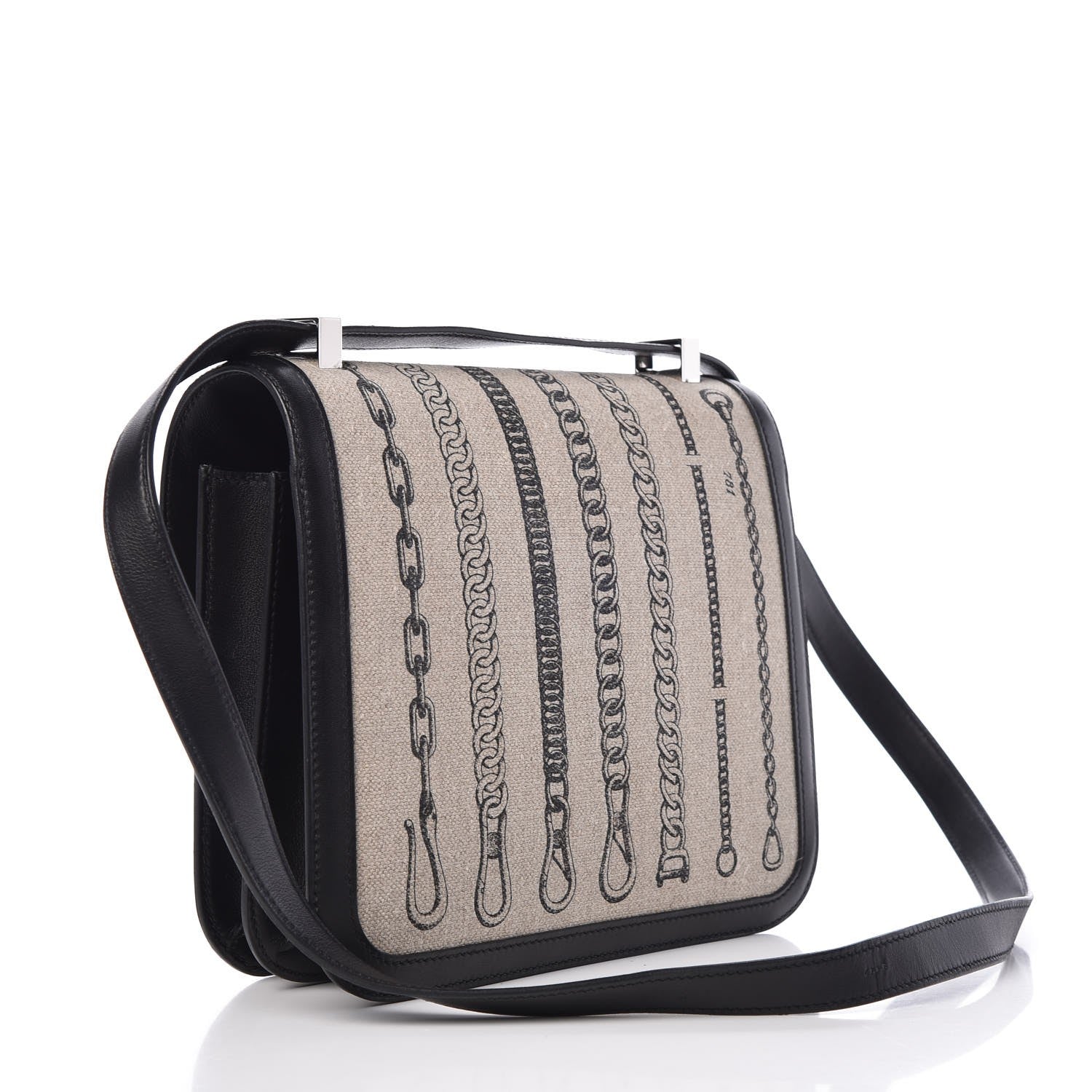 Hermes Swift Toile Dechainee Constance 24 Ficelle Black 3 of 8