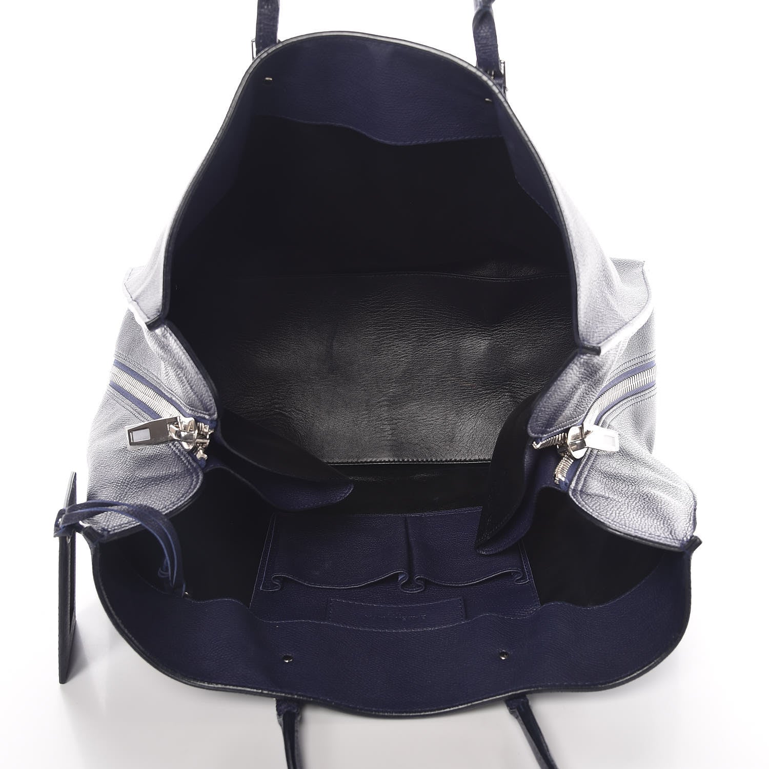 Balenciaga Calfskin Papier A4 Zip Around Plate Tote Bleu Indigo 5 of 12