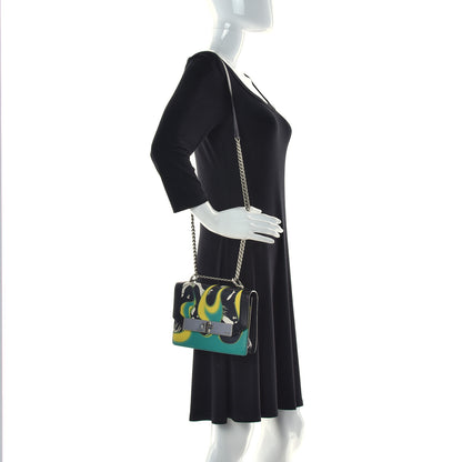 Prada City Calfskin Severine Mermaid Print Flap Black Mango 2 of 9