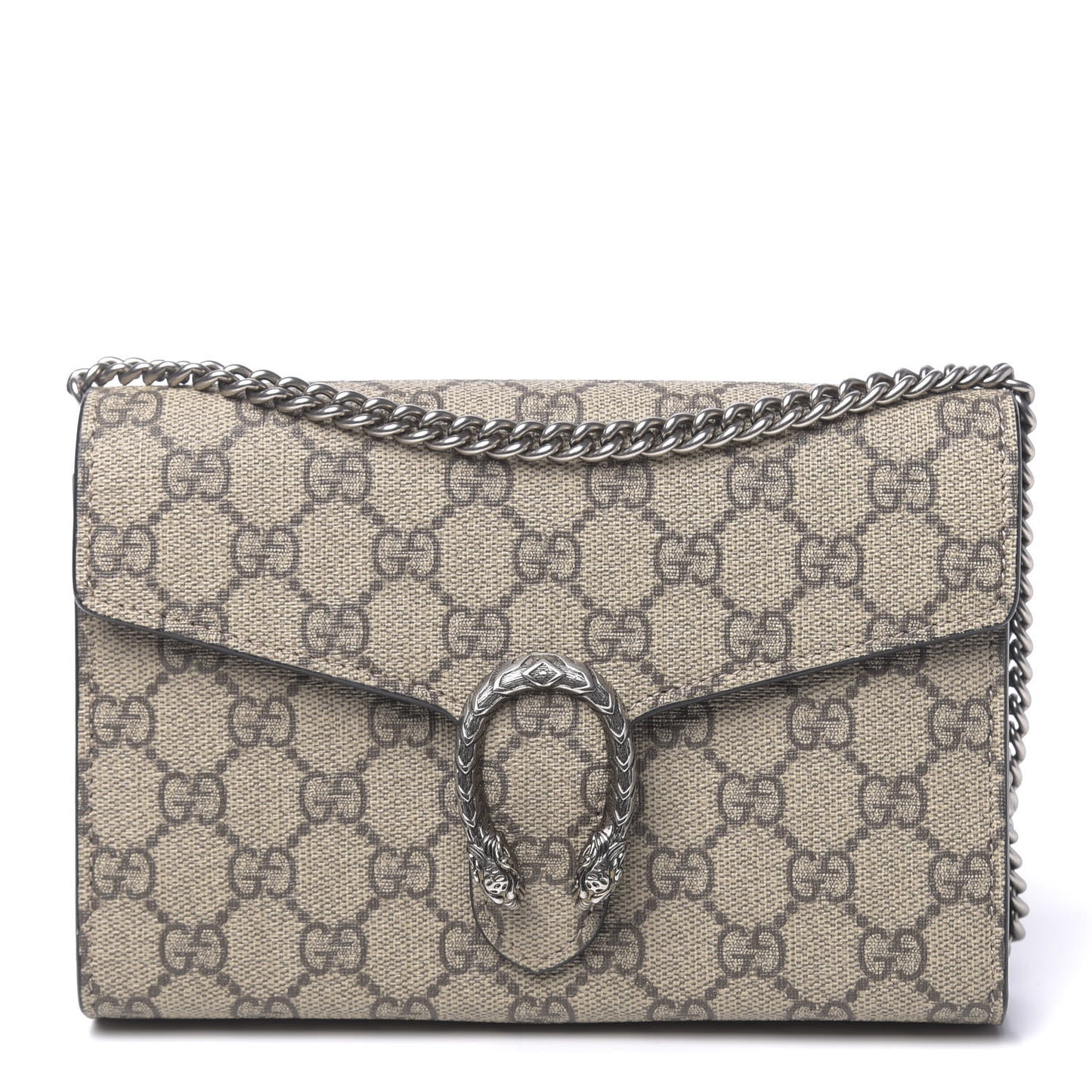 GG Supreme Monogram Mini Dionysus Chain Wallet Beige Black