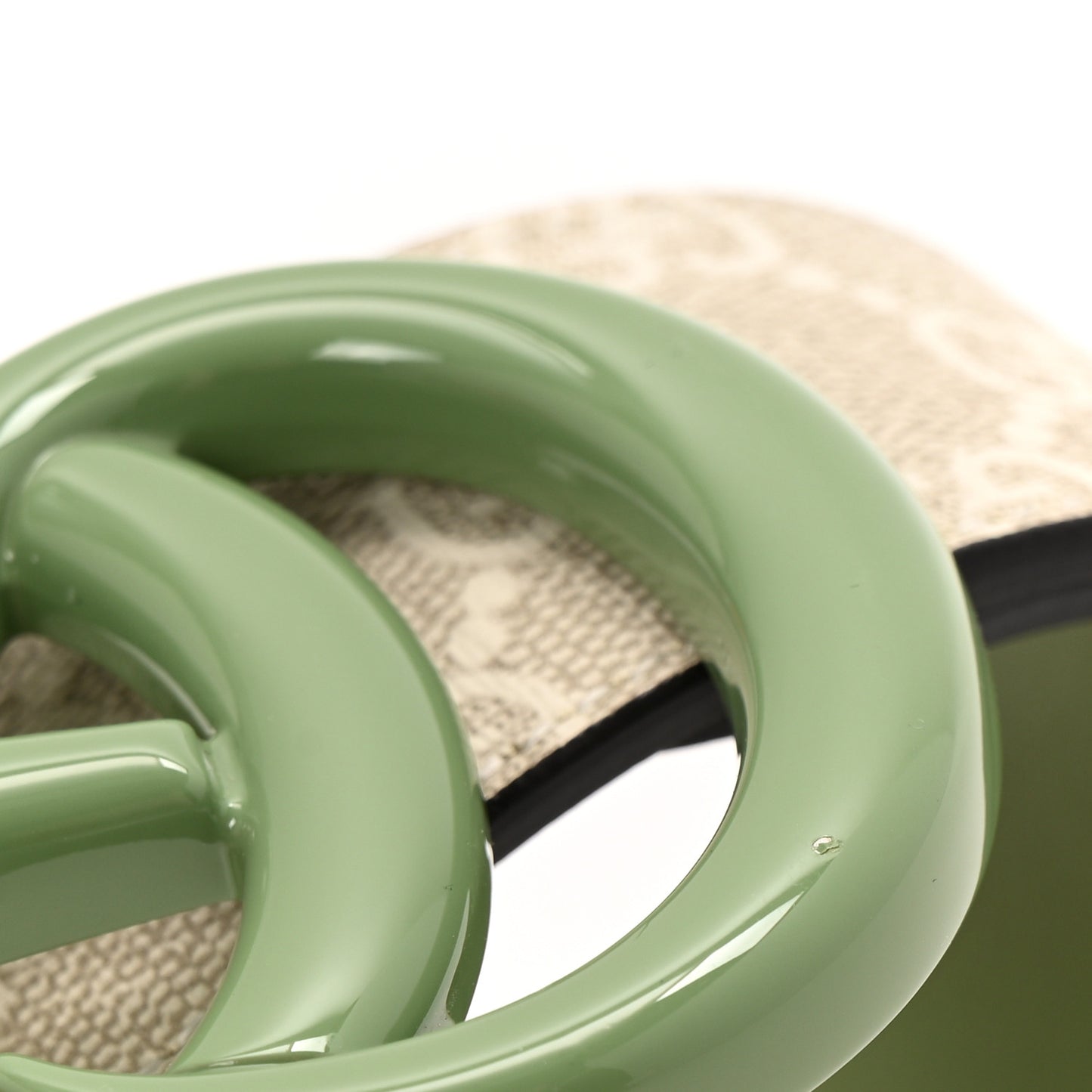 GG Supreme Monogram Plutone Calfskin Enamel Double G 40mm Belt 80 32 Beige Ebony Mystic White Salamander Green