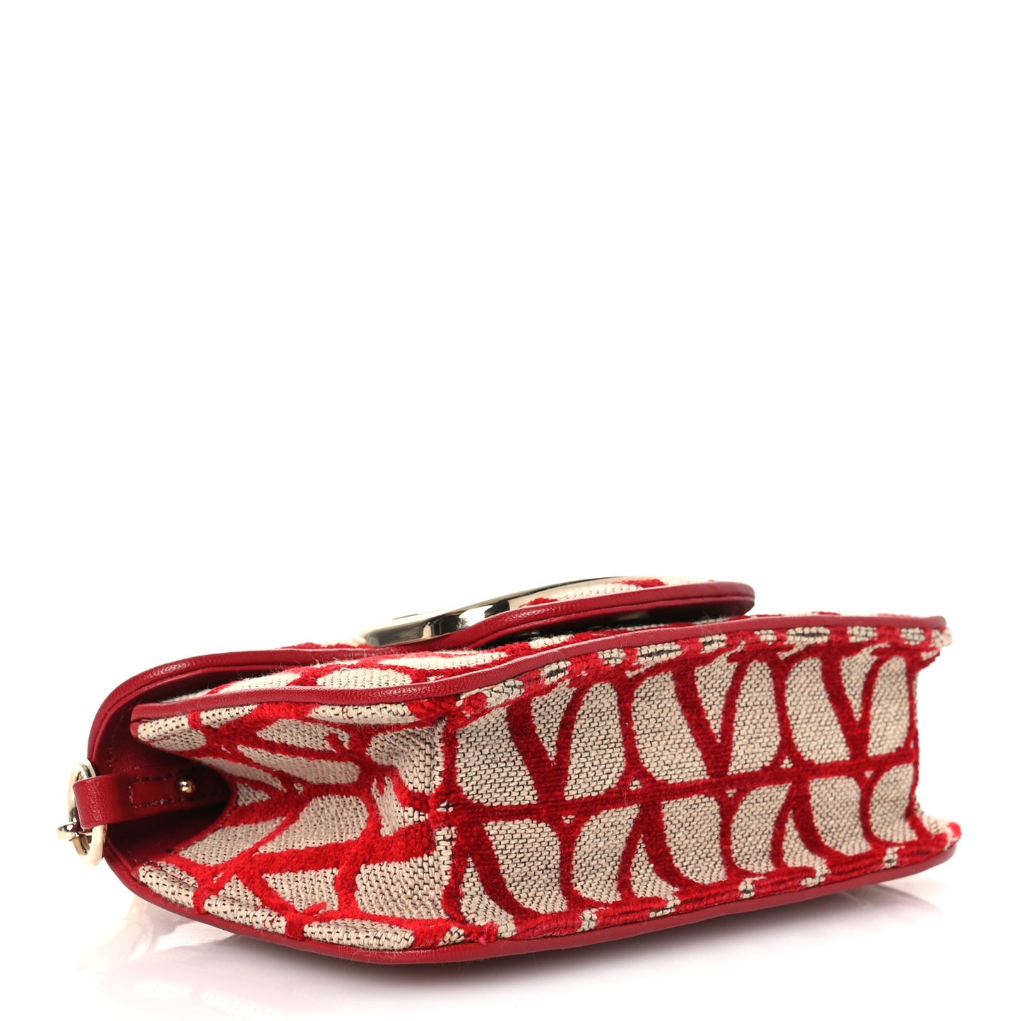 Toile Iconographe Goatskin Vlogo Small Loco Shoulder Bag Natural Rosso Valentino