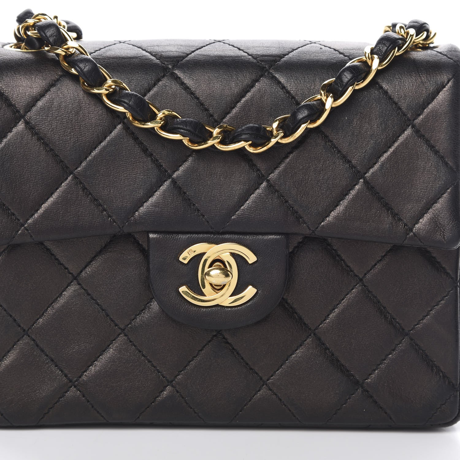 Chanel Lambskin Quilted Mini Square Flap Bag Black 9 of 13