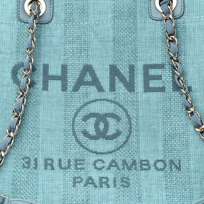 Chanel Mixed Fibers Striped Medium Deauville Tote Blue 8 of 10
