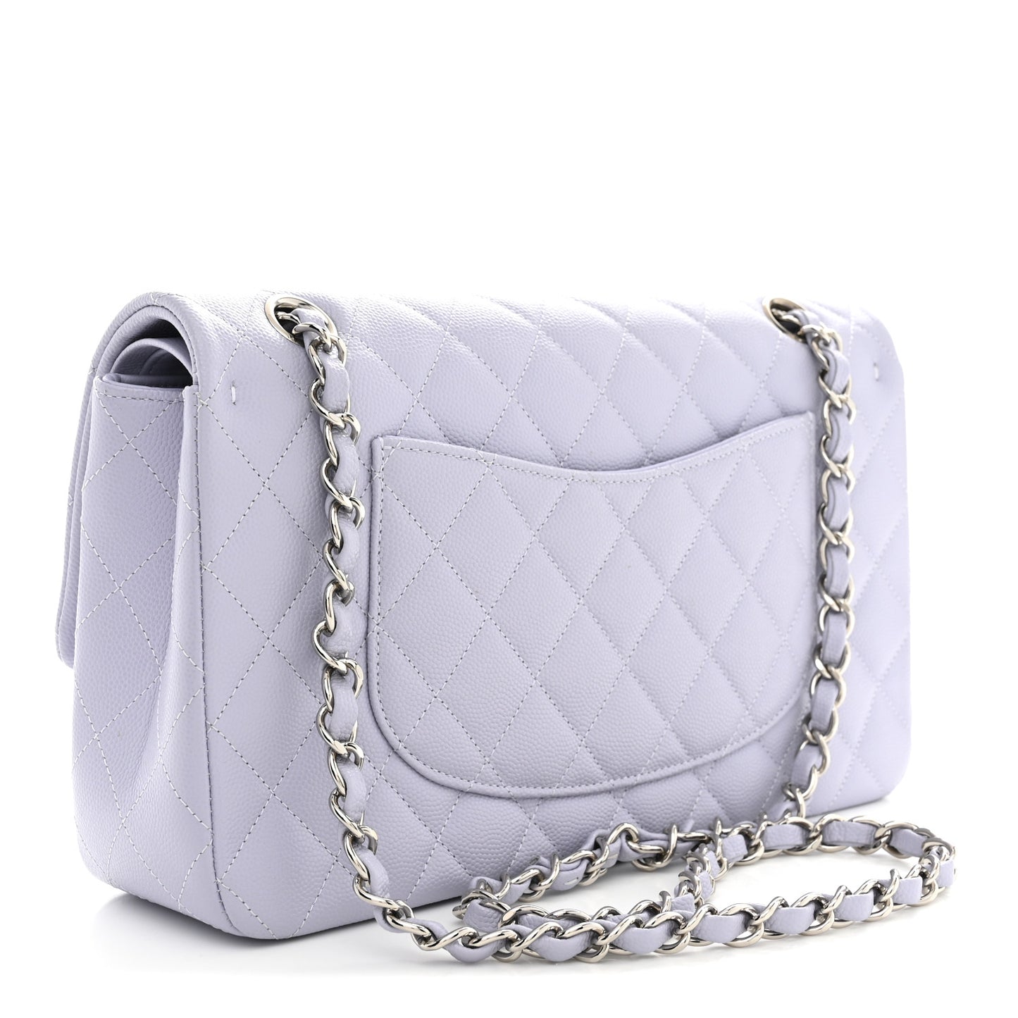 Caviar Quilted Medium Double Flap Light Purple