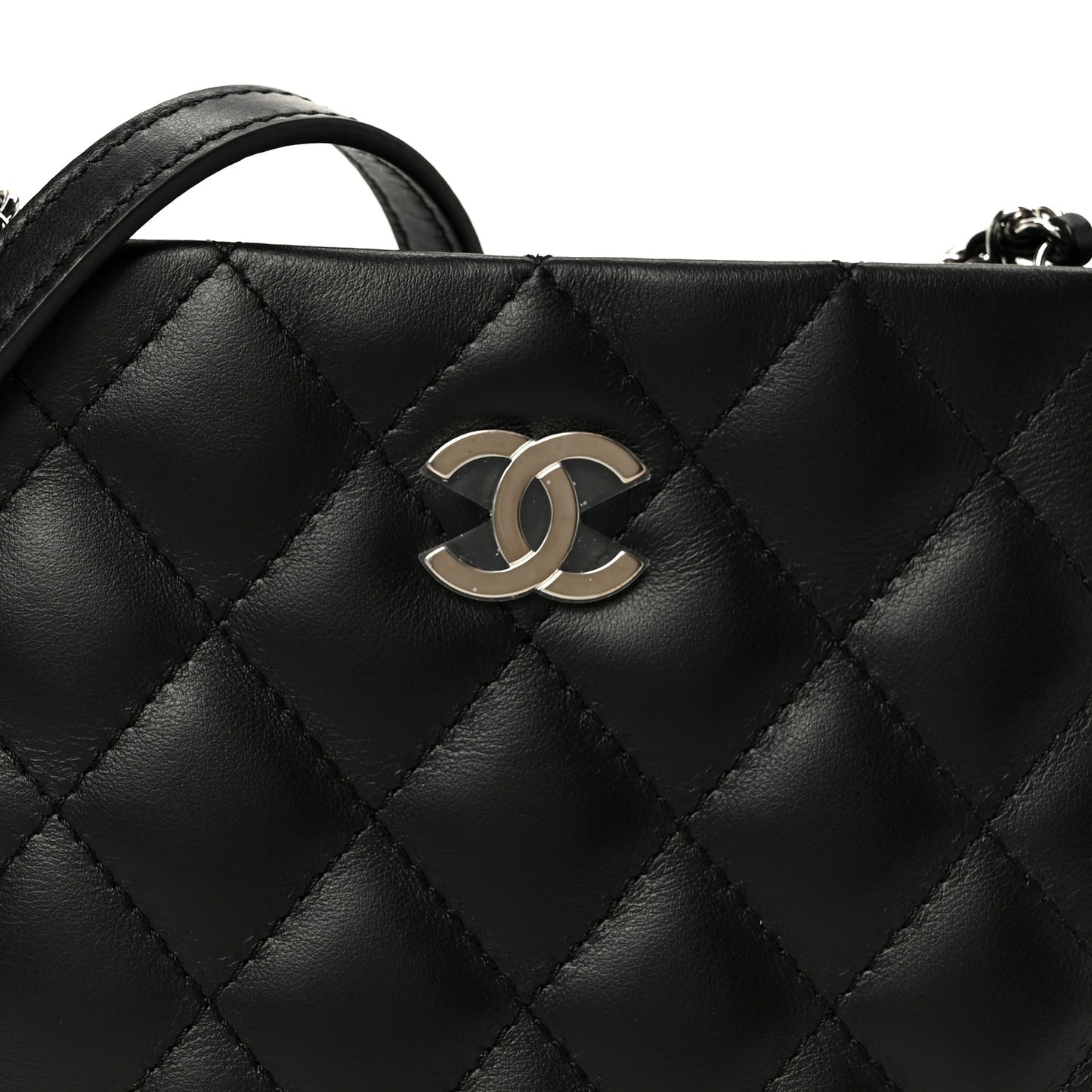 Lambskin Quilted Uniform Crossbody Bag Black
