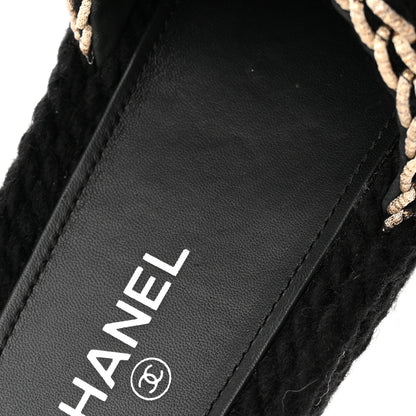 Chanel Braided Knit CC Mules 39 Black Gold 9 of 12