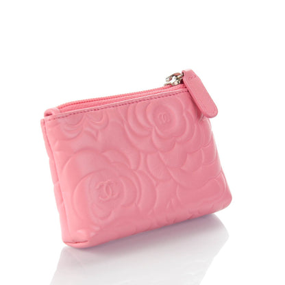 Chanel Lambskin Camellia Embossed Key Holder Case Pink 3 of 7