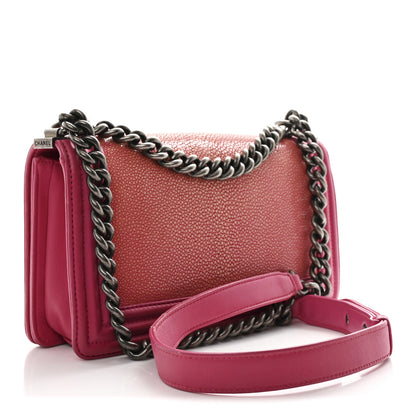 Chanel Galuchat Stingray Medium Boy Flap Pink 3 of 11