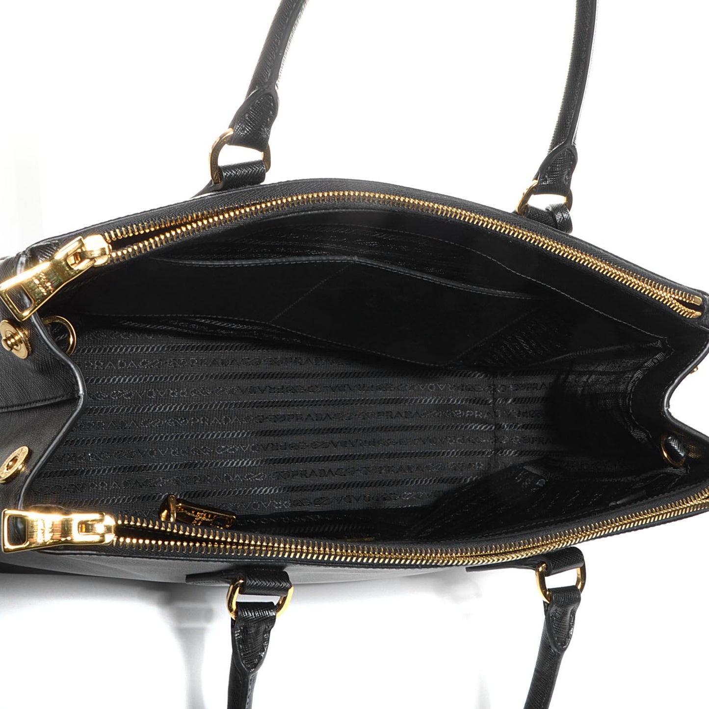 Saffiano Lux Medium Double Zip Tote Nero Black