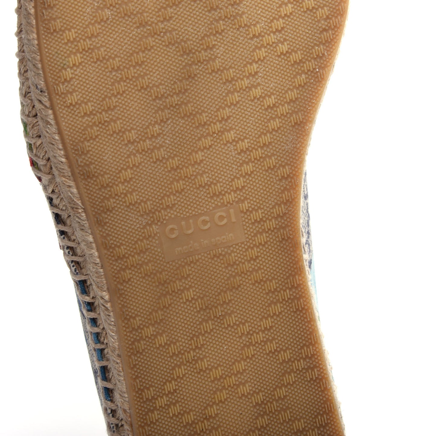 GG Supreme Monogram Blooms Espadrilles 37.5 Beige Blue Navy Hibiscus Red