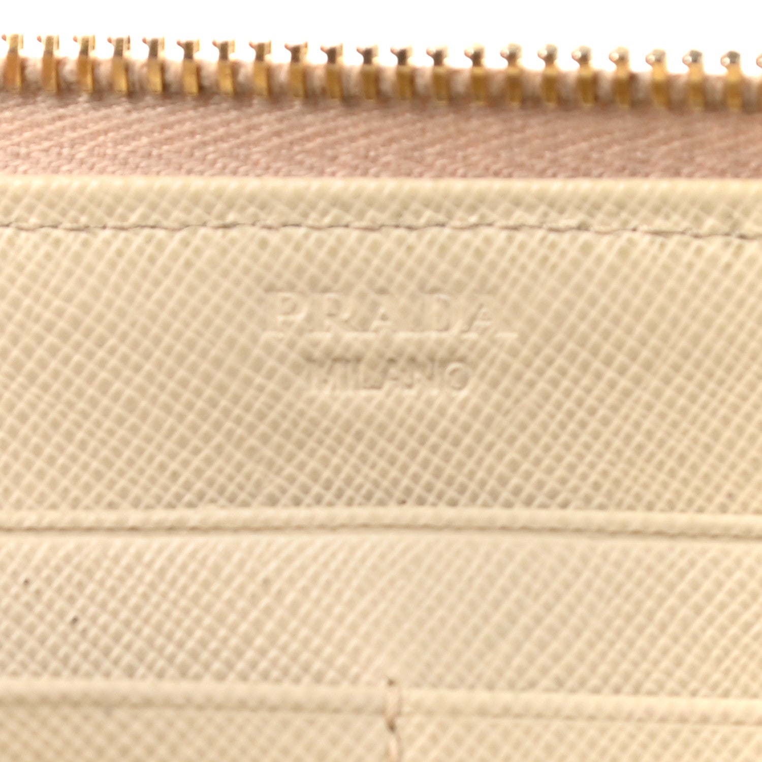 Prada Saffiano Metal Zip Around Wallet Cera 6 of 8
