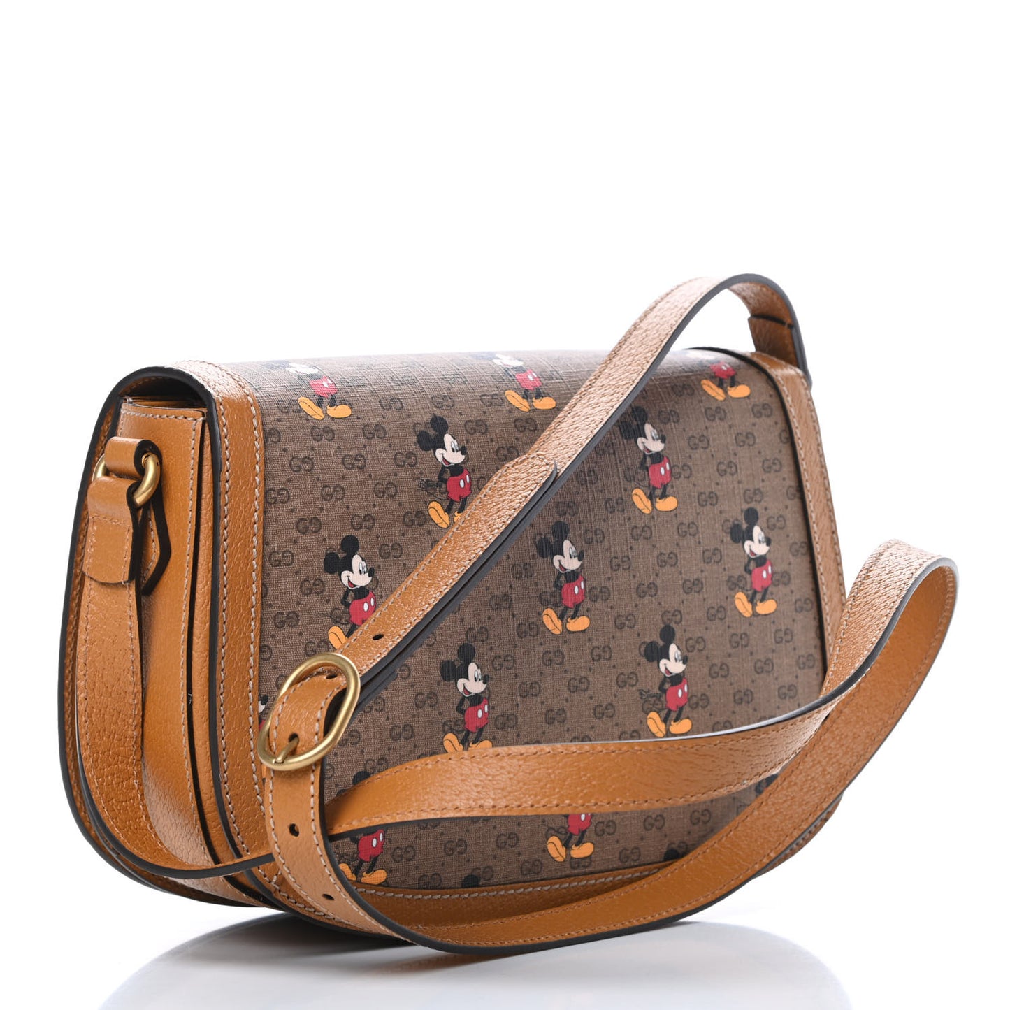 X DISNEY Mini Vintage GG Supreme Monogram Mickey Mouse Small Flap Messenger Bag Beige Vintage Sun Oil