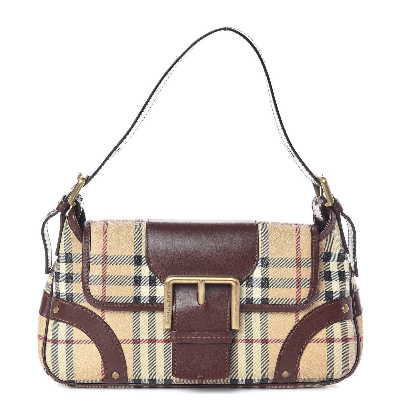 Haymarket Check Buckle Satchel Brown