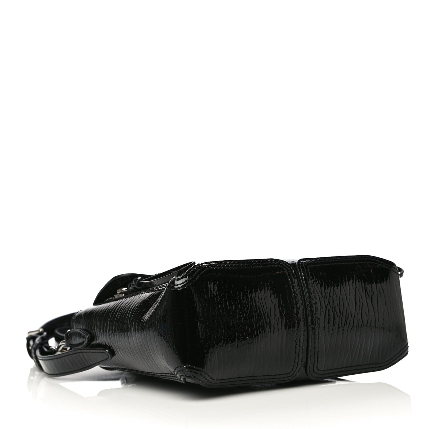 Textured Patent Mini Pashli Satchel Black