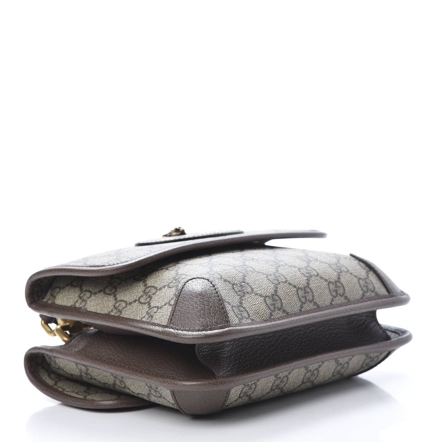 Gucci GG Supreme Monogram Web Small Neo Vintage Double Flap Messenger Bag Beige New Acero 4 of 12