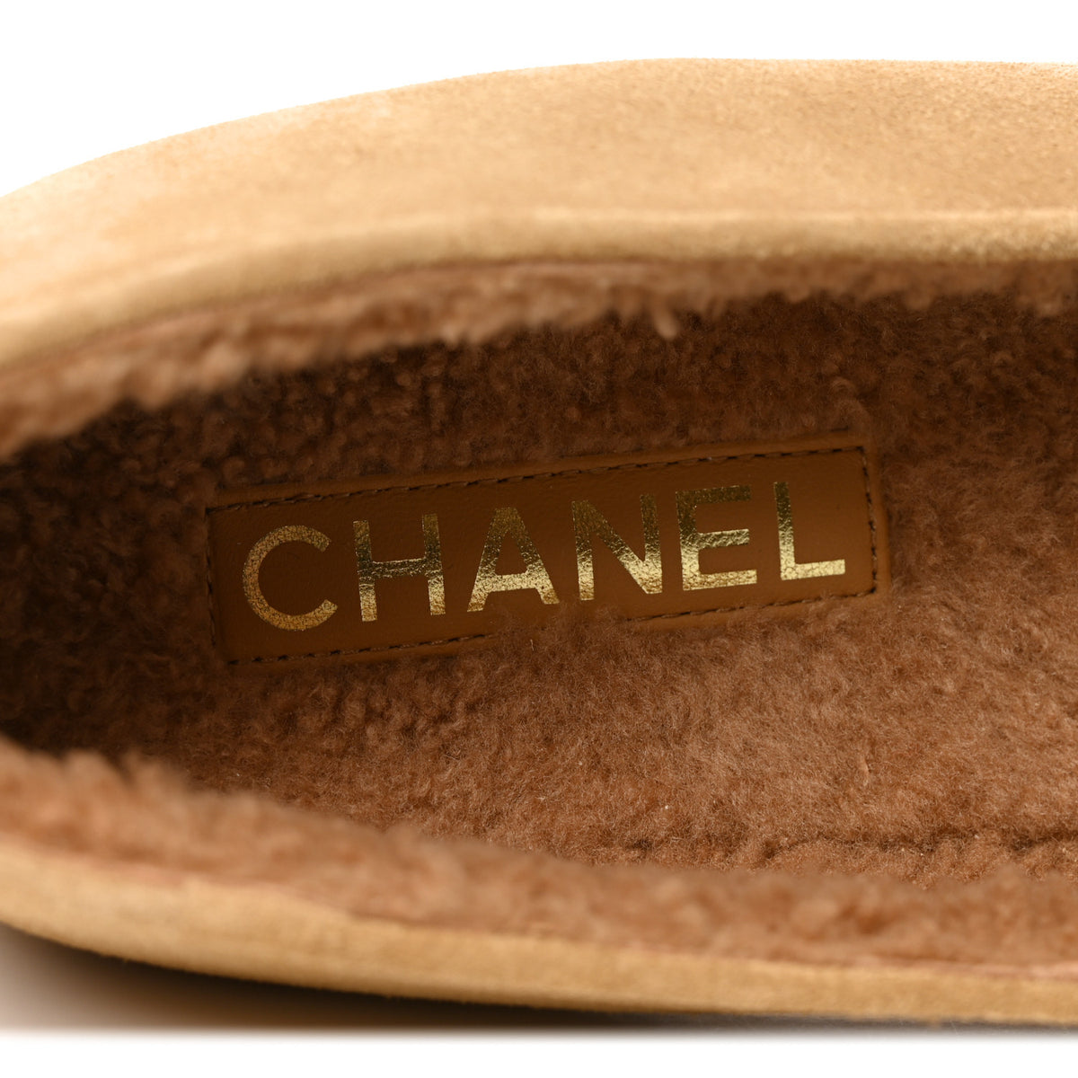 Suede Calfskin Cap Toe CC Mary Jane Flats 38 Beige