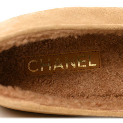 Chanel Suede Calfskin Cap Toe CC Mary Jane Flats 38 Beige 7 of 8