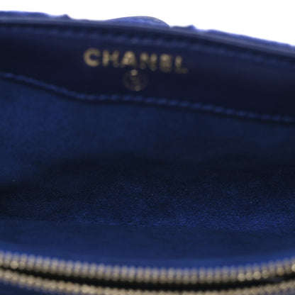 Chanel Velvet Quilted Mini Phone Holder Crossbody Bag Blue 6 of 14