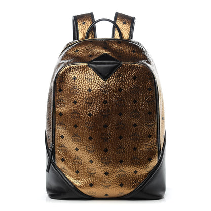 MCM Metallic Visetos Medium Duke Backpack Gold 1 of 16