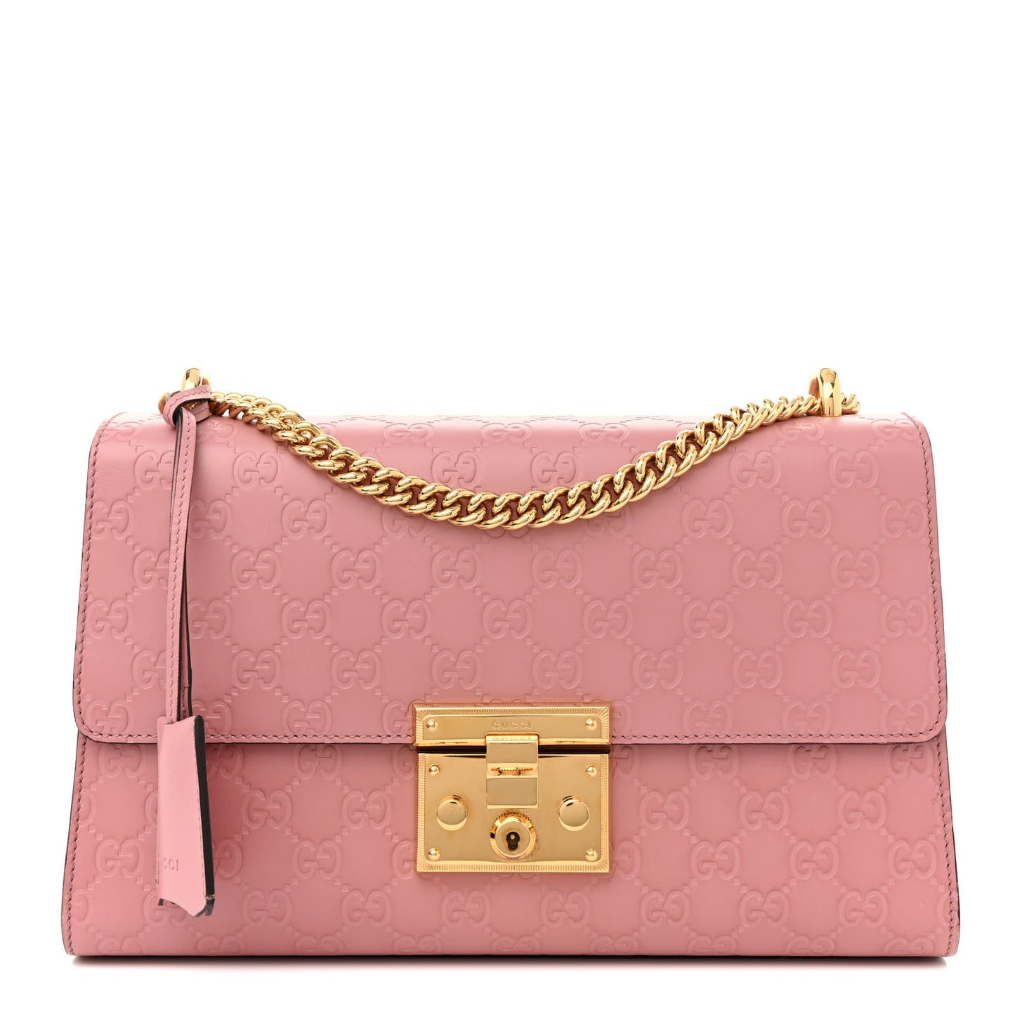 Guccissima Signature Medium Padlock Shoulder Bag Rose Baby Candy