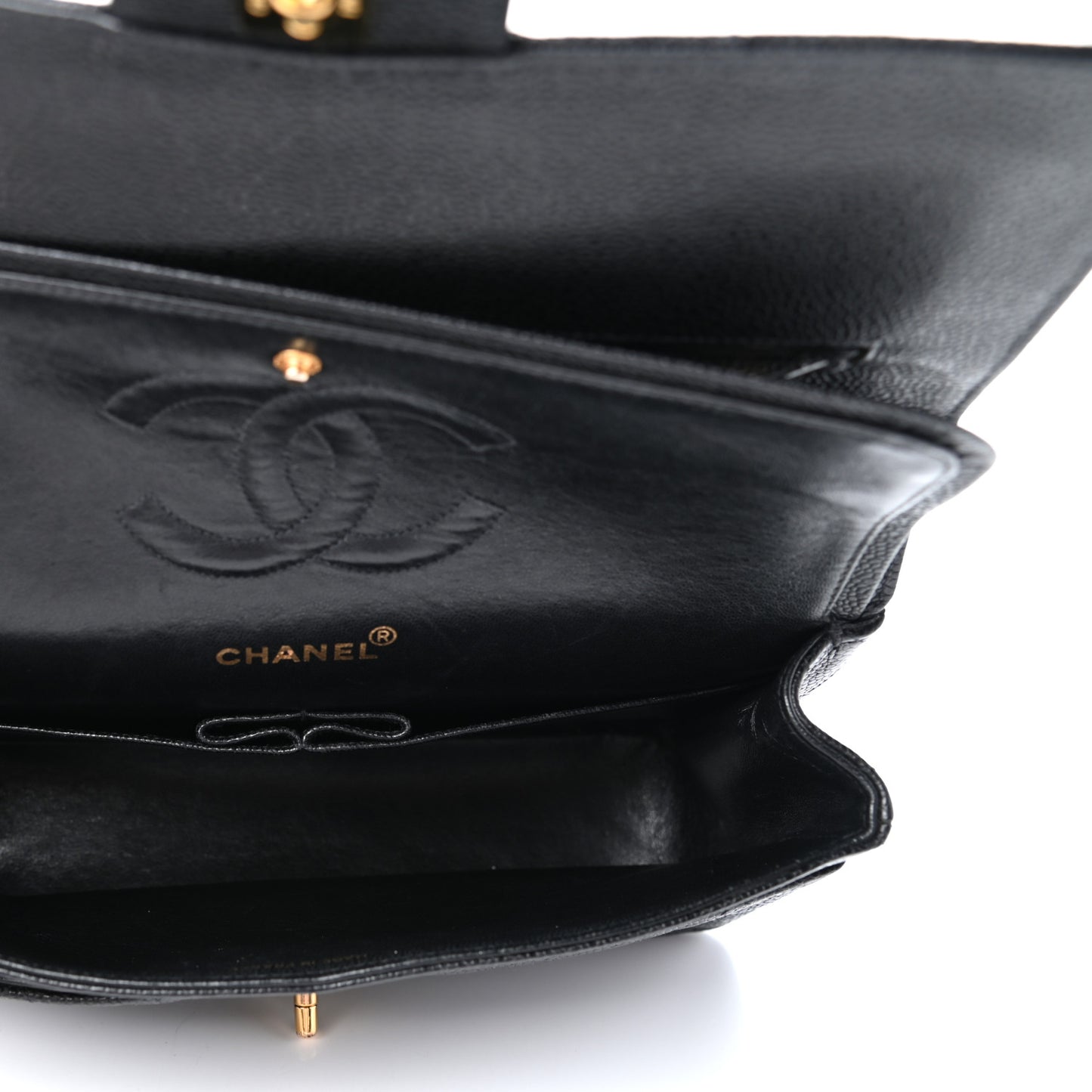 Caviar Quilted Medium Double Flap Black