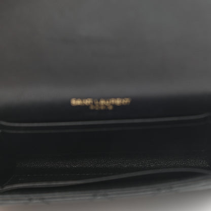 Saint Laurent Lambskin Quilted Monogram Gaby Small Envelope Wallet Black 5 of 8