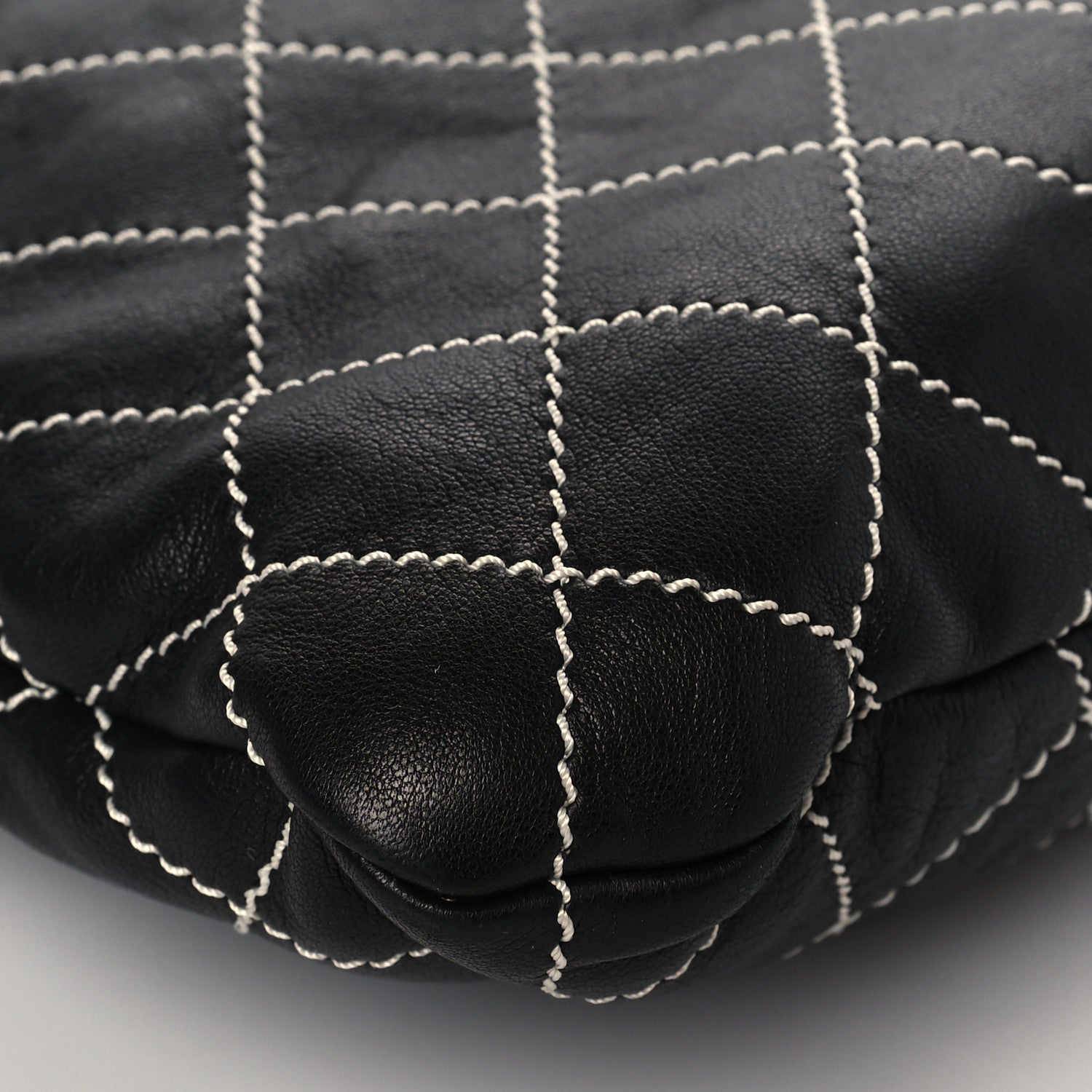 Chanel Lambskin Contrast Stitch Shoulder Bag Black 9 of 10