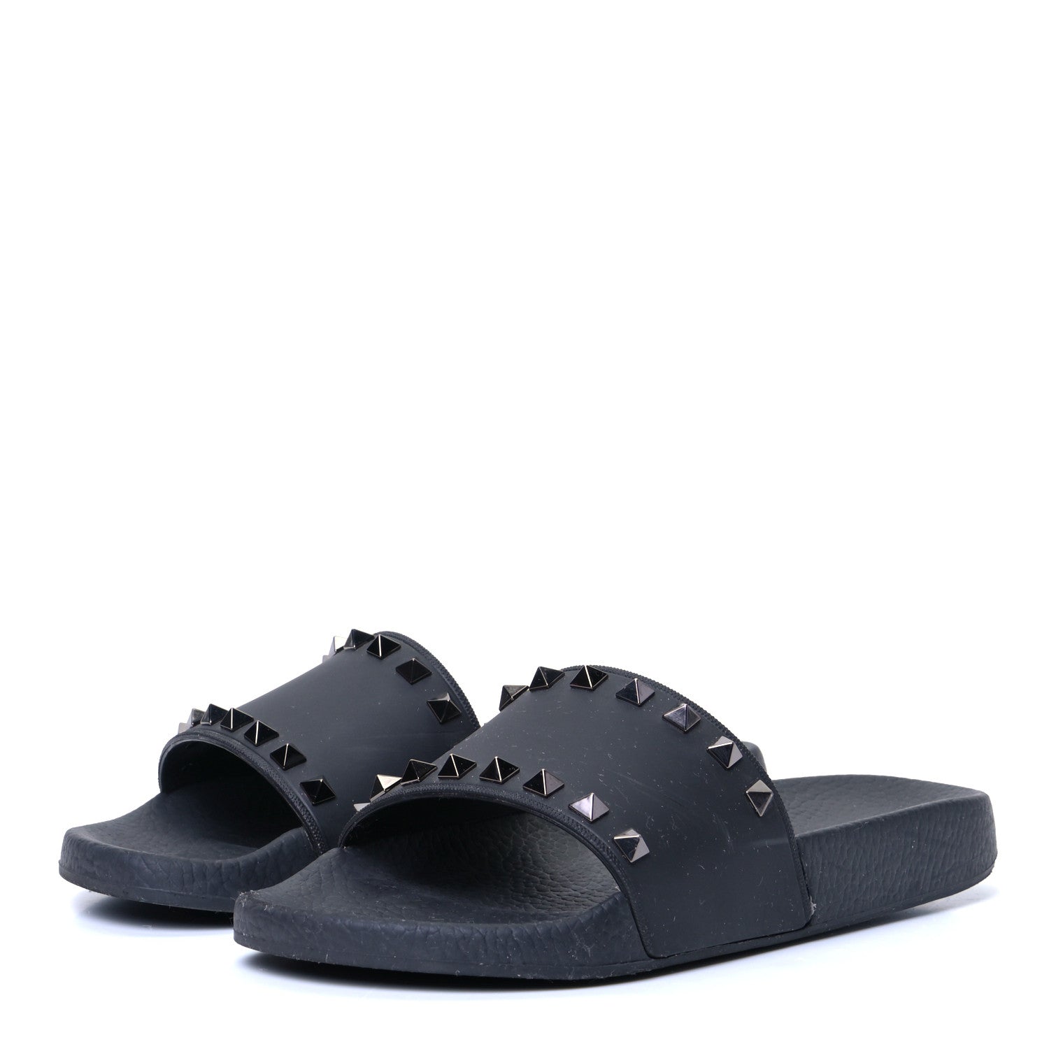 Valentino Garavani Rubber Rockstud Slide Sandals 38 Black 2 of 6