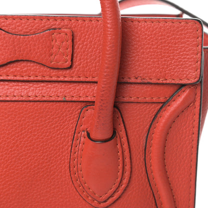 Celine Drummed Calfskin Nano Luggage Coquelicot 15 of 18