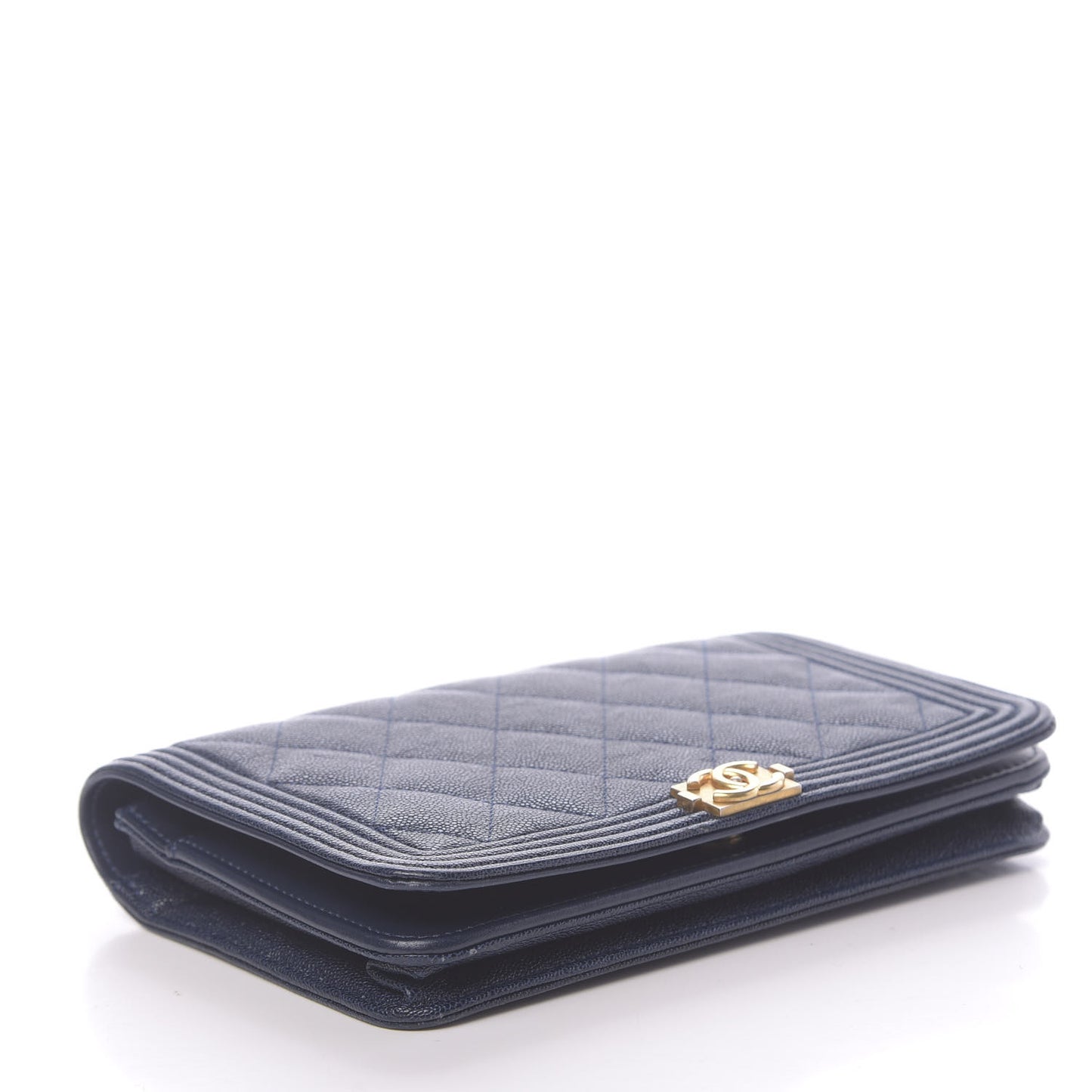 Caviar Quilted Boy Wallet On Chain WOC Navy