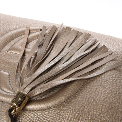 Gucci Metallic Pebbled Calfskin Medium Soho Chain Shoulder Bag Golden Beige 11 of 12