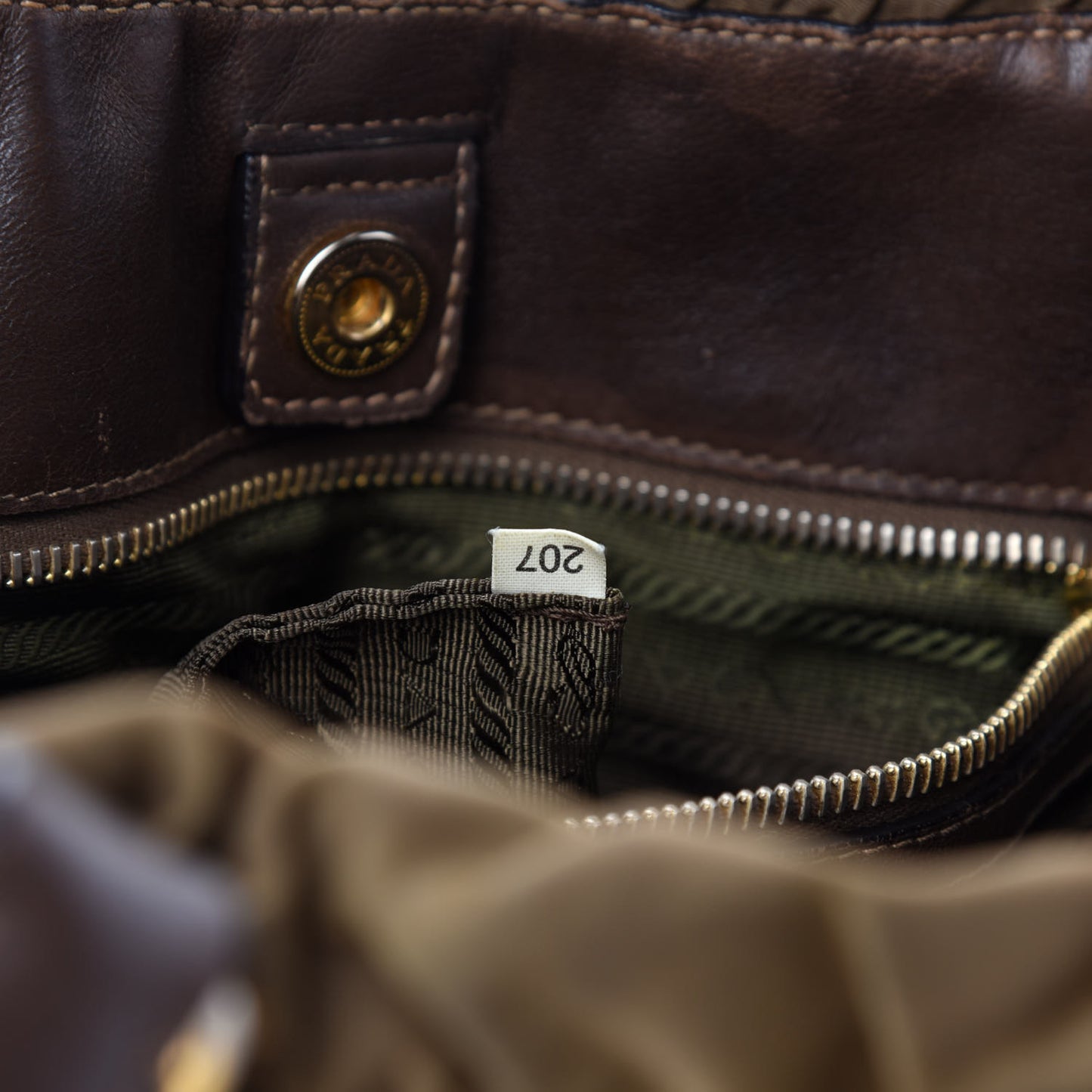 Tessuto Nylon Jacquard Logo Tote Brown