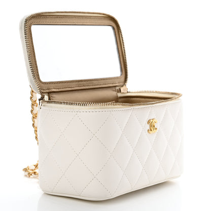 Chanel Lambskin Quilted Pearl Crush Small Vanity Case With Chain White 6 of 12